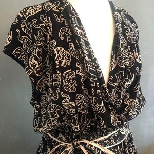 MAEVE (Anthropologie) elephant print WRAP DRESS.